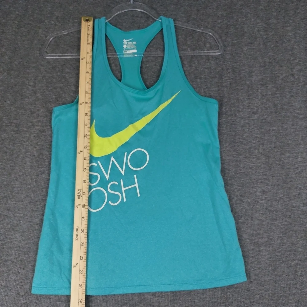 NIKE THE NIKE TEE WOMENS TEAL BLUE ATHLETIC CUT RACERBACK TANK TOP SIZE SMALL